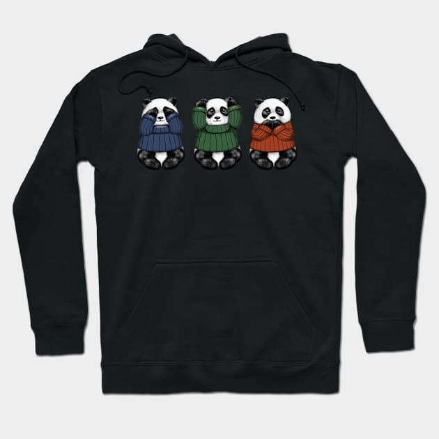 See No Hear No Speak No Pandas Hoodie by Luna Illustration